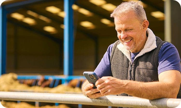 Happy farmer after getting farm loan approval from phone within few minutes