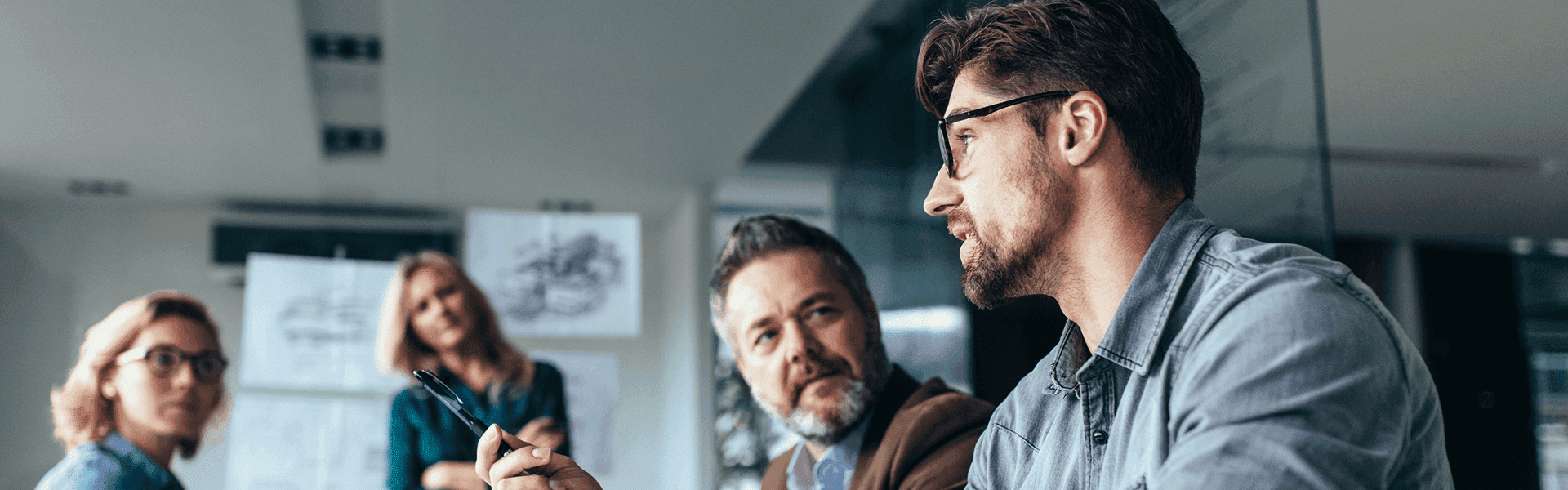 Team discussion agricultural finance in office